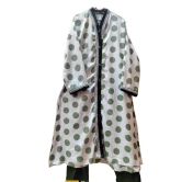 Readymade Garments - Abaya Look Tafeeta Soft Printed Long Front Slit Kurta with Pant Green