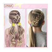 LYKAA Hair Rubber Bands With Shimmer Flowers Elastic Bands Hair Accessories Ponytail Holder - 6 Pcs - Multi