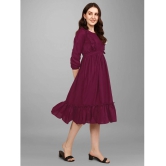 JASH CREATION Polyester Solid Knee Length Womens Fit & Flare Dress - Wine ( Pack of 1 ) - None