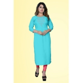 haya fashion - Light Blue Rayon Women's A-line Kurti ( Pack of 1 ) - None