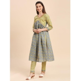 gufrina Cotton Printed Kurti With Pants Women's Stitched Salwar Suit - Light Grey ( Pack of 1 ) - None