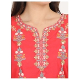 Alena - Red Silk Blend Womens Straight Kurti - S