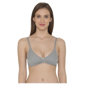 Clovia Poly Cotton Plunge Bra - Grey - None