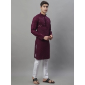 Mens Purple Chikankari Embroidered and Sequence Kurta with Pyjama.-S / Purple