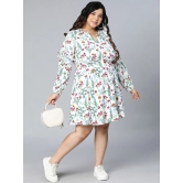 Oxolloxo White Plus Size Floral Satin A-Line Dress