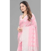 A TO Z CART Banarasi Silk Embellished Saree With Blouse Piece - Pink ( Pack of 1 ) - Pink