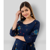 Lee Moda - Blue Rayon Womens Flared Kurti ( Pack of 1 ) - L