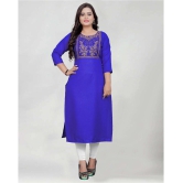 BROTHERS DEAL - Blue Cotton Blend Women's Straight Kurti ( Pack of 1 ) - None