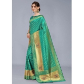 OFLINE SELCTION - Rama Cotton Blend Saree With Blouse Piece ( Pack of 1 ) - Rama