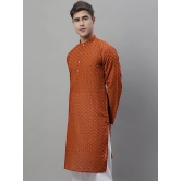 Jompers Men Brown Chikan Kurta Only-XXL / Brown