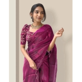 Apnisha Organza Solid Saree With Blouse Piece - Pink ( Pack of 1 ) - Pink