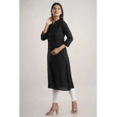 MAUKA - Black Rayon Womens Front Slit Kurti ( Pack of 1 ) - None