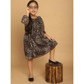 MINI & MING Girls Animal Printed Puff Sleeve Georgette A-Line Dress