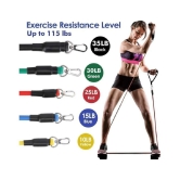 AURAPURO Resistance Band set of 11 pcs include Door Anchor, Ankle Straps, Handles, Stackable Exercise Band for Resistance training, Home Workout - Multi Color