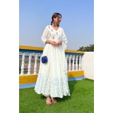 Off White Hand Block Printed Anarkali Set Off-White XXL