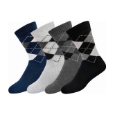 hicode Blended Mens Printed Multicolor Full Length Socks ( Pack of 4 ) - Multicolor