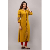 Preksha - Mustard Rayon Womens Front Slit Kurti ( Pack of 1 ) - None