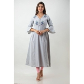 MAUKA - Light Grey Rayon Women's Flared Kurti ( Pack of 1 ) - None