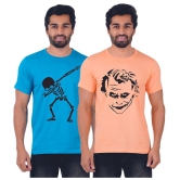 ferocious - Teal Blue Cotton Regular Fit Men's T-Shirt ( Pack of 2 ) - None