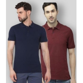 FASHION365 - Navy Blue Cotton Blend Slim Fit Men's Polo T shirt ( Pack of 2 ) - None