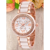 Rhonium Rose Gold Metal Chronograph Womens Watch