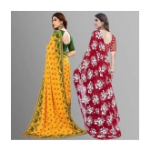 Kashvi Sarees Georgette Printed Saree With Blouse Piece - Multicolour ( Pack of 2 ) - Multicolour