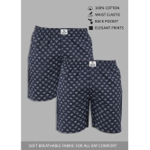 Navy Cotton Mens Boxer- ( Pack of 2 ) - None