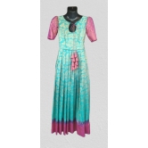 SIMHADRI APPANNA MATCHING CENTER -Blue and Pink Floral Brocade Silk Long Dress