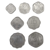 Hop n Shop - Republic India 1, 2, 3, 5, 10 20 Paise 7 Numismatic Coins