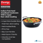 Prestige Durastone Hard Anodised 6 Layer Non-Stick Kadai with Glass Lid, (24 cm, 2.5 Litre) (Black)