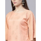 Peach-Coloured & Grey Printed Block Print Top with Dhoti Pants