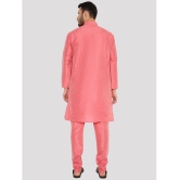 Maharaja - Pink Silk Regular Fit Mens Kurta Pyjama Set ( Pack of 1 ) - None