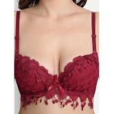 MRS QUEEN - Maroon Cotton Lycra Womens Bra & Panty Set ( Pack of 1 ) - None