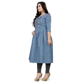 Rangrasiya - Blue Cotton Women's Flared Kurti ( Pack of 1 ) - None