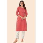 Glomee - Coral Cotton Women's Straight Kurti ( Pack of 1 ) - None