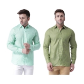 KLOSET By RIAG 100% Cotton Regular Fit Self Design Full Sleeves Men's Casual Shirt - Olive ( Pack of 2 ) - None