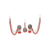 Pujvi Fashions Red Bahubali Earring Set