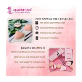 Majestique Makeup Sponge and Brush Set, Sponges with Lip and Eyeshadow Brushes, 5 Pcs