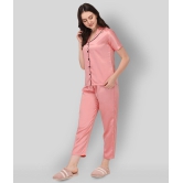 Smarty Pants - Peach Silk Womens Nightwear Nightsuit Sets ( Pack of 1 ) - M