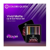 Colors Queen Vivid Matte Packof12 Lip Liner Pencil Multi 12