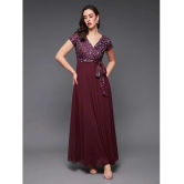 Miss Chase Georgette Self Design Full Length Womens Gown - Wine ( Pack of 1 ) - None