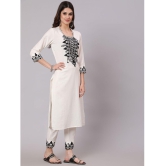 Antaran - Off White Straight Cotton Women''s Stitched Salwar Suit ( Pack of 1 ) - None