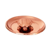 KESAR ZEMS Copper Plated Wish Fulfilling Tortoise Figurine with Plate (6.5 x 6.5  x 0.5 cm, Copper, Pack of 2)