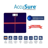 AccuSure Blue & Black Digital Bathroom Weighing Scale, LCD Panel, 6mm Tempered Glass1 Yr Warranty