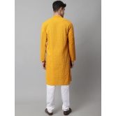 Jompers Men Mustard Chikan Kurta with Churidar-S / Mustard