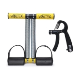 VOLTEX  Yellow Double Spring Tummy Trimmer With counter hand grip  Home Gym Exerciser - Multi Color