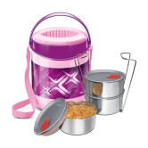 Milton Econa Deluxe 3 Insulated Stainless Steel Lunch Box, (3 Containers), 780 ml, Pink