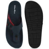 UrbanMark Men Comfortable T-Shape With Side Buckle Thong Flip-Flop - Navy - None