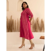 Janasya Crepe Striped A-line Womens Kurti - Pink ( Pack of 1 ) - None