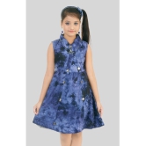 Coxxup Blue Rayon Girls Fit And Flare Dress ( Pack of 1 ) - None